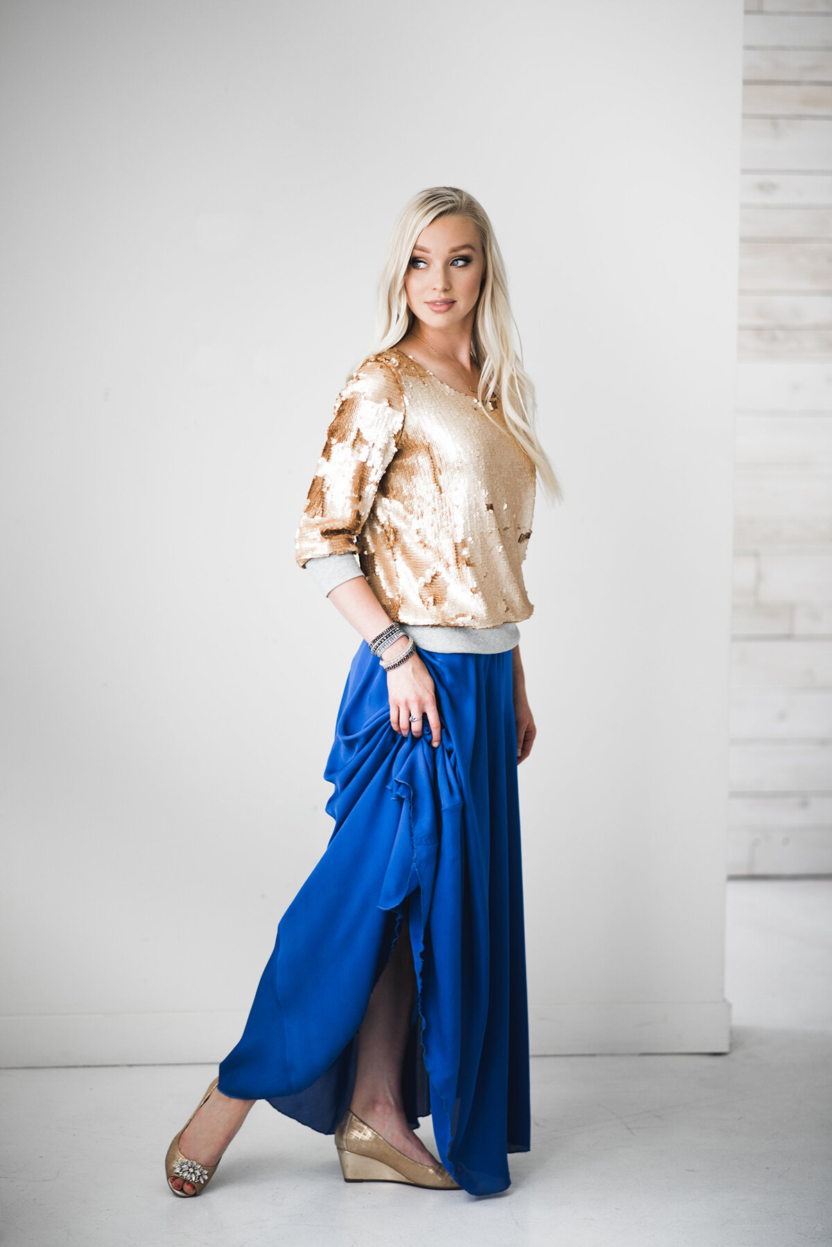 Gold chiffon maxi skirt hot sale